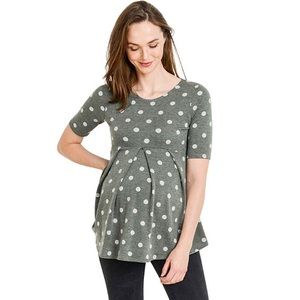 Green Polka Dot Maternity Knit Top La Clef L
